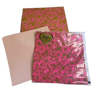 Vintage Gift Wrapping Paper Dennison Floral Pink 2 Sheets + Tissue + Box Mod NOS
